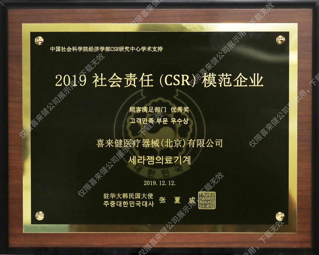 2019年社會責(zé)任(CSR)模范企業(yè)獎牌